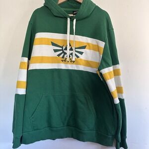 Nintendo Legend of Zelda Royal Hyrule Crest Striped Hoodie Green Cotton 2XL